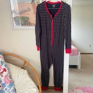 LL Bean Printed Waffle Knit One Piece Onesie Pajamas in Womens XL Regular